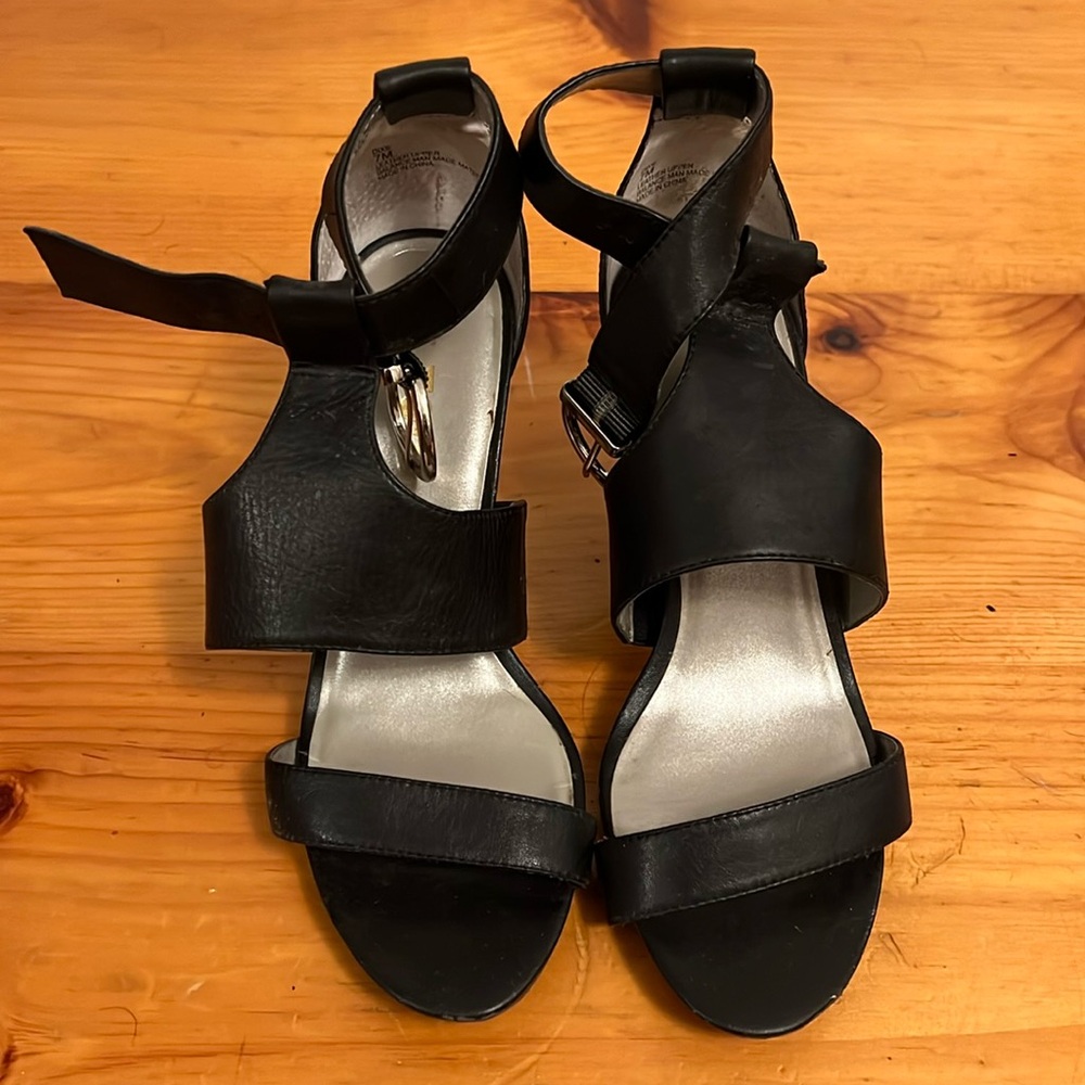 Me Too Dixie leather gladiator cone heels